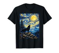 Wolf Howling Van Gogh Starry Night Inspired Classic Art T-Shirt