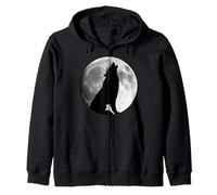 Wolf Howling Wolf in Full Moon Zip Hoodie
