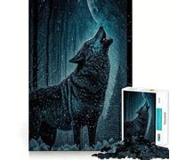 Wolf Howls at Moon 1000 Piece Jigsaws for Adults Brain Sharp Game Smooth Burr Free Surface Fascinating Hobby for Idle Moments (38x26cm)