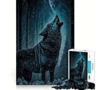 Wolf Howls at Moon Jigsaw Puzzle 1000 Piece Cognitive Fun Play Precise Interlock Structure Bonding Activity for Loved Ones (50x75cm)