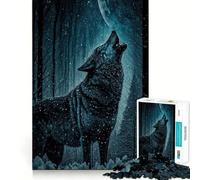 Wolf Howls at Moon Jigsaw Puzzle 1000 Piece Focus Boost Fun Advanced Laser Cutting Tech Travel-friendly Brain Game Gift (38x52cm)