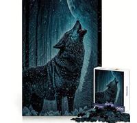 Wolf Howls at Moon Jigsaw Puzzles 1000 Piece for Teenagers Memory Power Mind Soothing Fun Seamless Fit Perfect Xmas (38x26cm)