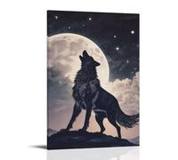 Wolf Howls at The Moon Poster Decorative Painting Canvas Mural Is Bright And Beautiful, Suitable for Office Bedroom Decorative Painting to Create The Right AtmosphereFrame-style24x36inch(60x90cm)