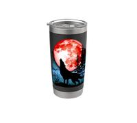 Wolf Howls Red Blood Moon Galaxy Star Night Stainless Steel Insulated Tumbler