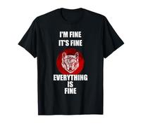 Wolf Humour Design I'm Fine Everything is Fine Moon Art T-Shirt