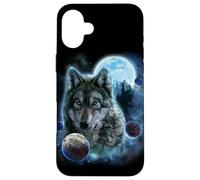 Wolf Hunt Amidst Foggy Forest Beneath Full Moon, Cosmic Star Case for iPhone 16 Plus