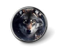 Wolf Hunting Deer Round Metal Badges Decorative Brooches Fashionable Lapel Pin for Hat Backpack Clothing
