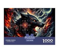 Wolf Impossible Hard Difficult 1000 Pieces Adult Jigsaws - Fire Wolf Lightning Educational Game Decompression for Gifts52x38cm/1000pcs