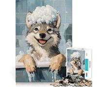 Wolf in A Bubble Bath Adult Jigsaw1000 Pieces Memory Skill Fun Stable Fit No Shifting Parts Compact Fun for Family Game Time (50x75cm)