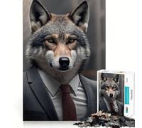 Wolf in A Business Suit 1000 Jigsaw Puzzle Cognitive Fun Play Clean Cut Sturdy Components Quiet Time Mind Exercise at Home (38x26cm)