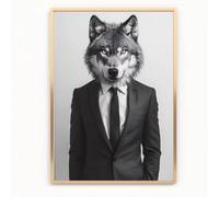 wolf in a business suit Print Picture Poster A4 UNFRAMED wall art Home decor Decorating gift dressed up