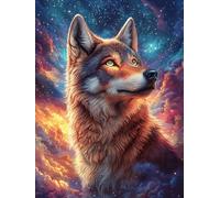 Wolf in A Cosmic Sky at Sunset 300 Piece Jigsaw Puzzle for Adults Wildlife Pet Jigsaw Weekend Parent Activity After Work Stress Relief Vibrant Artwork Home Wall 300 PCS
