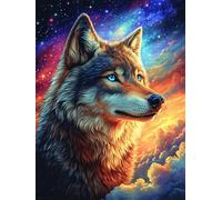Wolf in A Fiery Sunset Forest 500 Piece Jigsaw Puzzle for Adults Science Fiction Magical Dream Sick Day Activity Gentle Distraction No Dust Pieces Great Gift for Get Well Soon 500 PCS