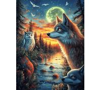 Wolf in A Forest at Night 500 Piece Jigsaw Puzzle for Adults Wildlife Pet Jigsaw Home Studio Decor Stress Relief Challenge Perfect Holiday Present Relaxation Tool 500 PCS