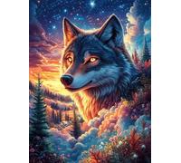 Wolf in A Forest at Twilight 500 Piece Jigsaw Puzzle for Adults Fairy Tale Scenery Cartoon Jigsaw Bedroom Accent Decor Stress Relief Challenge Perfect Holiday Present Relaxation Tool 500 PCS