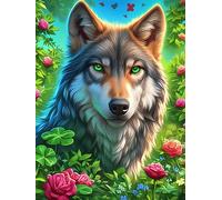 Wolf in A Magical Flower Garden 500 Piece Complete DIY Jigsaw Puzzle Scenery Science Fiction Collectors Mind Relaxation Educational Decorative Puzzle Gifts for Adults Sturdy Thick Cardboard 500 PCS