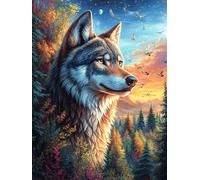 Wolf in A Magical Forest 500 Pieces Classic Jigsaw Puzzle Science Fiction Magical Dream Puzzle for Adults Concentration Training Wall Art Mental Exercise Cardboard 500 PC