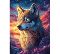 Wolf in A Magical Forest at Sunset 1000 Piece Jigsaw Puzzle for Adults Scenery Science Fiction Sunday Brunch Companion Leisure Time Interlocking Pieces for Food Lovers 1000 PCS