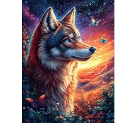 Wolf in A Magical Forest at Sunset 1000-piece Jigsaw Puzzle Set Scenery Science Fiction For Adults Teens 14+ Logic Skill Indoor Game Family Game Night Summer Paperboard 1000 PCS