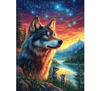 Wolf in A Magical Forest at Sunset 300 Piece Jigsaw Puzzle for Adults Wildlife Pet Jigsaw Weekend Parent Activity After Work Stress Relief Vibrant Artwork Home Wall 300 PCS