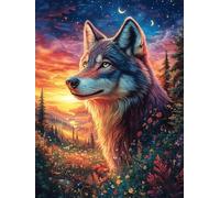 Wolf in A Magical Forest at Sunset 500-piece Jigsaw Puzzle Bundle Science Fiction Magical Dream Family Puzzle Lovers Brain Training Mindful Activity Spring Paperboard Creativity & Gift Giv