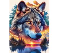 Wolf in A Magical Forest at Sunset 500 Piece Jigsaw Puzzle for Adults Teens Wildlife Pet Jigsaw After Work Leisure Brainteasing Puzzle for Colleagues Stress Buster 500 PCS