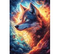 Wolf in A Magical Forest at Sunset 500 Pieces Premium Jigsaw Puzzle Scenery Science Fiction Adult Jigsaws Educational Challenge Mental Exercise Wall Art Winter Durable Cardboard 500 PCS