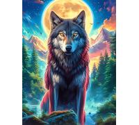 Wolf in A Magical Forest at Sunset 500 Pieces Premium Jigsaw Puzzle Wildlife Pet Adult Jigsaws Educational Challenge Mental Exercise Wall Art Winter Durable Cardboard 500 PCS