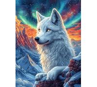 Wolf in A Magical Forest Under The Northern Lights 1000 Piece Jigsaw Puzzle Wildlife Pet For Men Cognitive Development Adults Anxiety Memory Care Mothers Valentines Gift High-grade Rigid Cardboard 10
