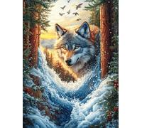 Wolf in A River 300 Piece Jigsaw Puzzle for Adults Wildlife Pet Jigsaw Family Road Trip Activity Vibrant Whimsical Design Great Gift for Travelers 300 PCS