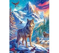 Wolf in A Snowy Forest with Birds 300 Piece Premium Jigsaw Puzzle Wildlife Pet Adult Jigsaws Brain Training Hobby Home Decor Winter Gift Unique Shaped Creativity & Gift Giving 300 PCS
