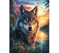 Wolf in A Sunset Forest 1000 Piece Jigsaw Puzzle for All Ages Wildlife Pet Jigsaw Neighborhood Get Together Family Game Whimsical Design for Any Event 1000 PCS