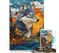 Wolf in A Whimsical Landscape 1000 Piece Jigsaws for Adults Mind Train Fun Premium Laser Cut Quality Relaxing Indoor Group Activity (50x75cm)