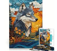 Wolf in A Whimsical Landscape Adults 1000 Piece Jigsaw Puzzle Focus Memory Game Zero Gap Compact Fun for Family Game Time (38x52cm)