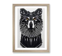 Wolf In Abstract No.5 Framed Print | A2 Oak Framed Wall Art | Ready to Hang | Abstract Animal Picture | Living Room Bedroom Lounge Office
