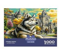Wolf in Autumn Castle Scene Puzzle 1000 Piece Impossible Puzzle for Adults, Family Activity & Challenging Toy 52x38cm/1000pcs