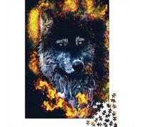 Wolf in Burn 1000-Piece Adult Jigsaw Puzzle, 70x50cm/1000pcs; White Card with A Low-dust Finish; Easy to Continue on Another Evening