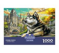Wolf in Castle Scene 1000 Pieces Jigsaw Puzzle for Adults. Difficult Puzzle, Game Challenge Toy, Home Decoration 52x38cm/1000pcs