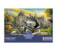 Wolf in Castle Scene Puzzle 1000 Piece, Jigsaw Puzzle Challenge Eco-friendly Paper Puzzle for Adults & for Age 12 And Up 38x26cm/1000pcs