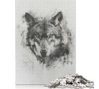 Wolf in Charcoal Puzzles 500 Piece Puzzle Adult Jigsaw Puzzle Jigsaw Puzzles for Adults Gifts 500pcs (52x38cm)