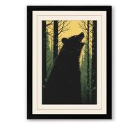 Wolf in Clearing Light Scandinavian Framed Wall Art Print A4 (29.7×21cm) Black, Wall Decor for Living Room, Bedroom, Office & Home, Ready to Hang, Art Gift