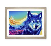 Wolf In Colour Vol.3 Abstract Framed Print | A3 Oak Framed Wall Art | Ready to Hang | Abstract Animal Picture | Living Room Bedroom Lounge Office