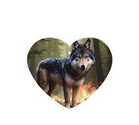 Wolf In Flames Pattern Car Air Fresheners 6 Pcs Heart Shape Hanging Aromatherapy Tablets Scented Fresheners For Bedroom Bathroom