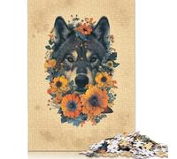 Wolf in Flowers Jigsaw Puzzles Puzzle for Adults Kids. 1000 Pieces Whimsical Challenge Toy Educational Game Home Decoration for Adults& Kids Age 14 Years Up 1000pcs (40x28cm)