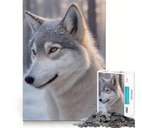 Wolf in Forest Snow 1000 Piece Jigsaw Brain Skill Game High Precision Die Cut Fascinating Hobby for Idle Moments (50x75cm)