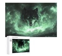 Wolf in Green Storm Wooden Brain Teaser for Adults, 1000 PCS - Winter Activity Gift, for Screen-Free Relaxation at Home