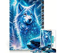 Wolf in Magic Blue Light Jigsaw 1000 Pieces for Adults Memory Fun Game Expert Cutting Craftsmanship Relaxing Indoor Group Activity (38x26cm)