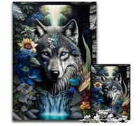 Wolf in Mandala Jungle 1000 Pieces Puzzles for Adults Wooden Jigsaw Perfect for Family Fun Party Games Birthday Party Favors 1000 PCS(38x26cm)