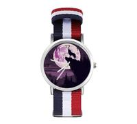 Wolf in Moon Light Sport Watch for Men Women Nylon Strap Wrist Watch Analog Quartz Watch