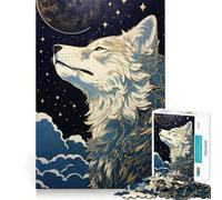 Wolf in Moonlight 1000 Piece Jigsaws for Adults Mind Train Fun Premium Laser Cut Quality Relaxing Indoor Group Activity (50x75cm)